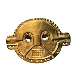 Vintage MMA Mayan Warrior Mask Brooch - 1994 Metropolitan Museum of Art